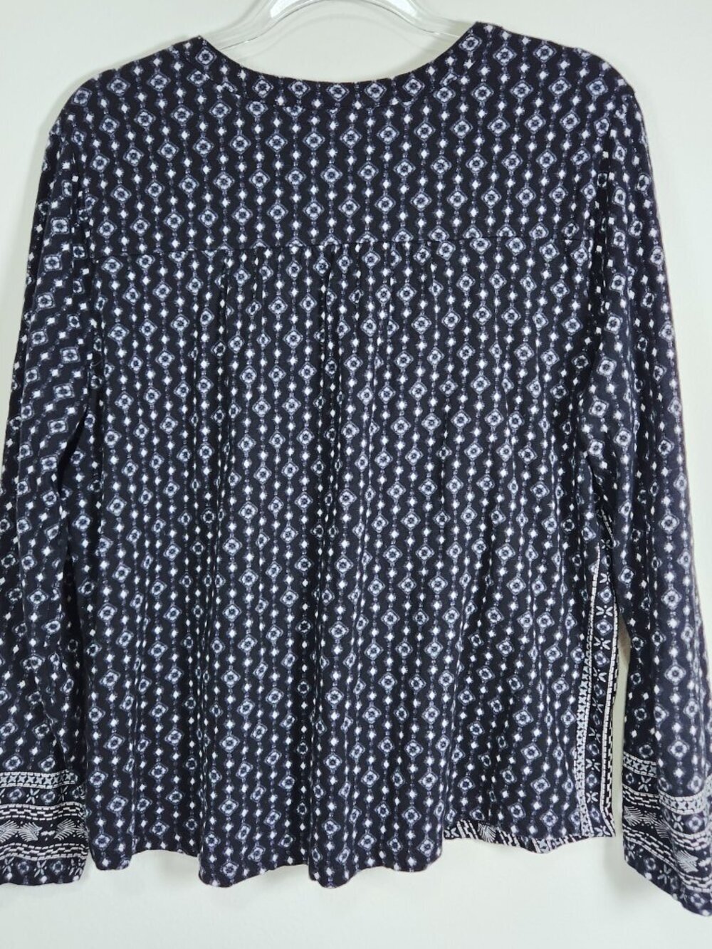 Style & Co Womens Top Size Petite XL Black White Print V Neck Henley Cotton - Picture 4 of 10